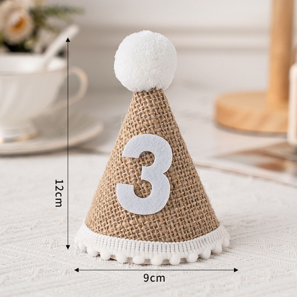 1 2 3 Burlap Hat Baby First Birthday Party Linen Felt Hat 1st 2th 3th Years Kids Baby Shower Hat Birthday Headband Decoration: Olive