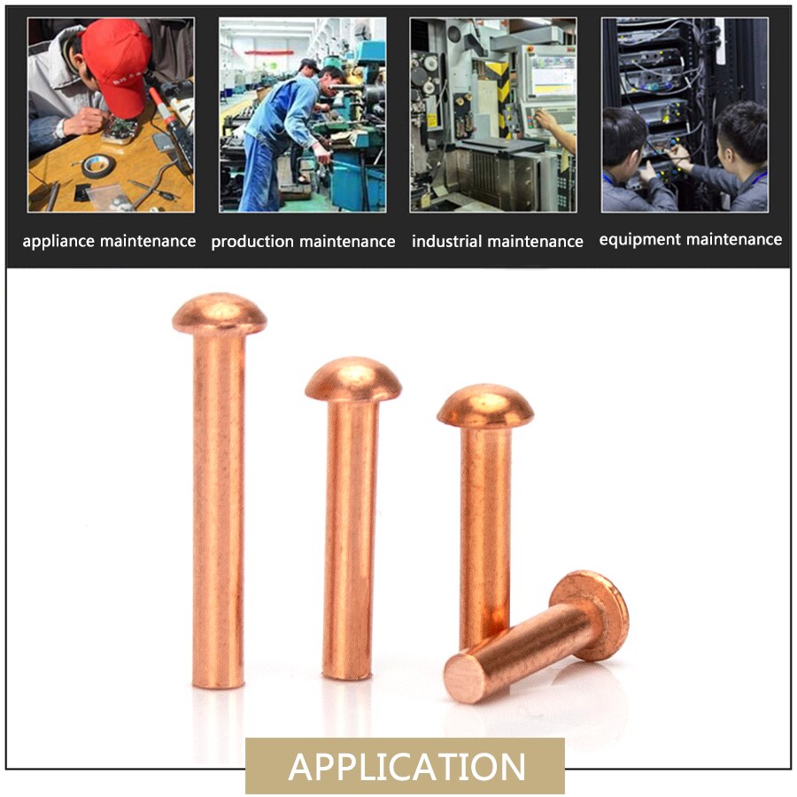 Durcheinander-tiefkopfniete,  m1.5 m2 kupfer-vollkopfnieten mit flachkopf, halbrundkopfniete, länge 3mm-12mm
