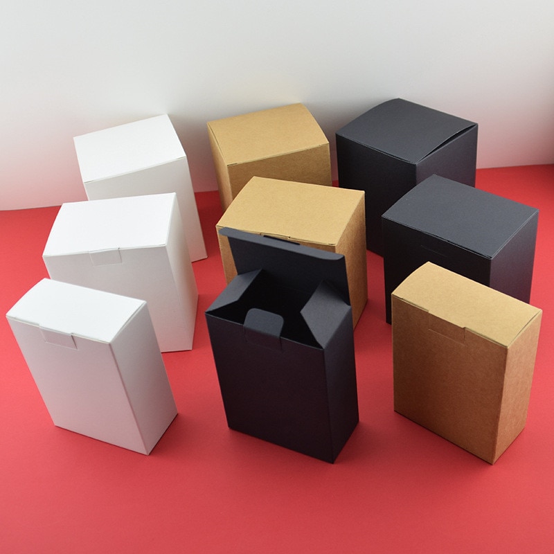 Kleine Kraft papier Kasten braun weiß schwarz karton handgemachte seife Kasten süßigkeiten schmuck verpackung Kasten Karton Karton