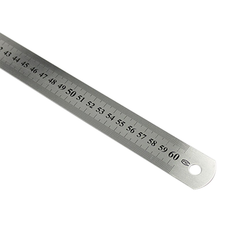 Rustfrit stål 1 stk metrisk stål lineal dobbeltsidet skala metrisk lineal værktøj måleområde layout 15-100 cm