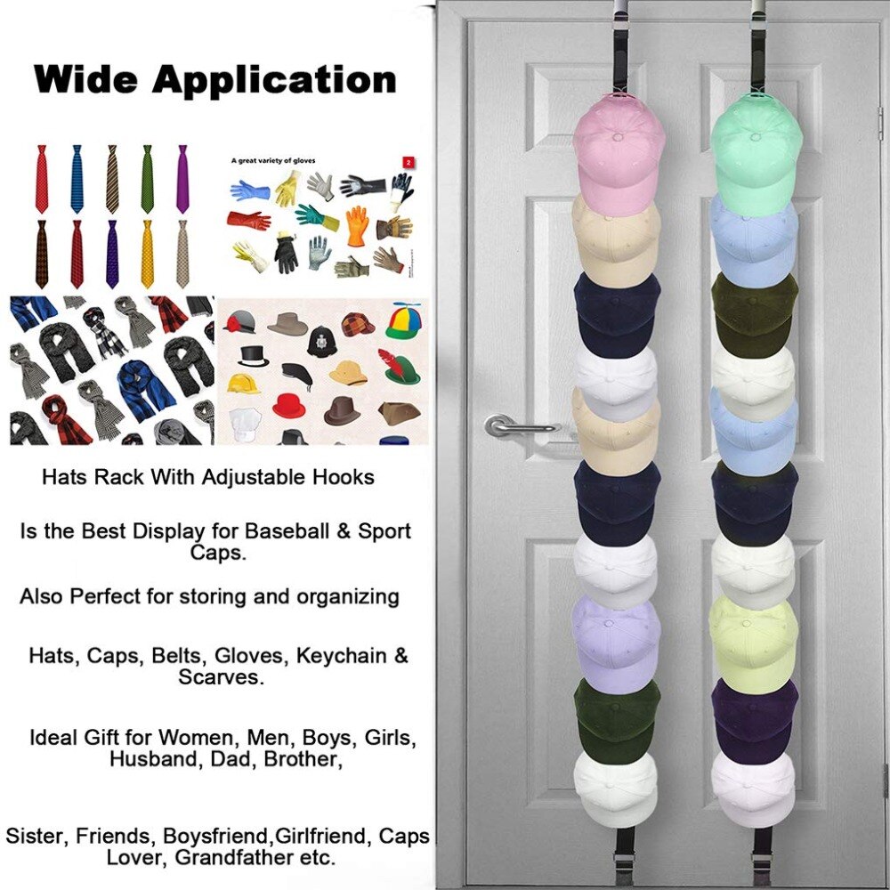 Home products hat organizer baseball hat clip wall&over door hanger