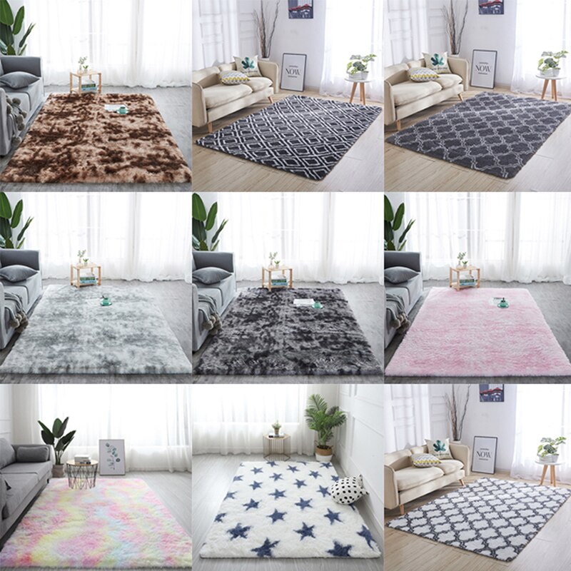 Shaggy tie-dye tæppe trykt alfombra plys gulv fluffy måtter børneværelse imiteret pels område tæppe stue måtter silkeagtige tæpper