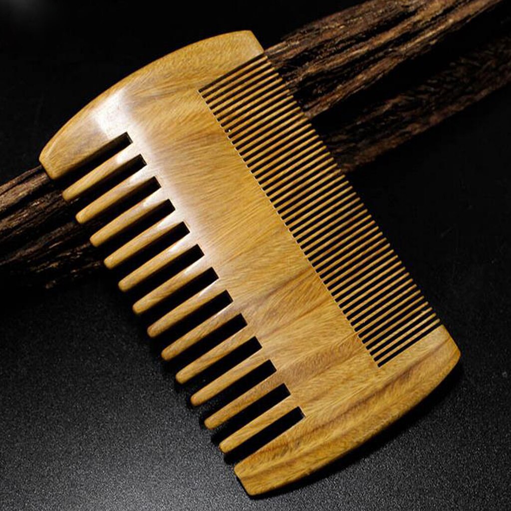 Antique Natural Sandalwood Wide&amp;fine Tooth Massage Comb Detangle Retro Combs