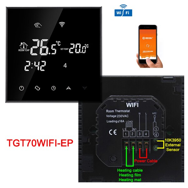 Beok Wifi Thermostat for Electrical/Water Floor Heating Temperature Controller Smart Thermostat Alexa Google Home Programmable: TGT70WIFI-EP