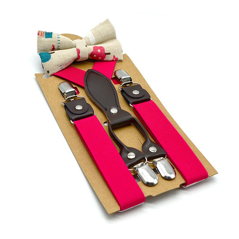 Bretelle rosse per bambini con papillon bretelle per bambini grigie impostato bretelle da sposa Olid per bambini 65cm * 2.5: rosa rosso