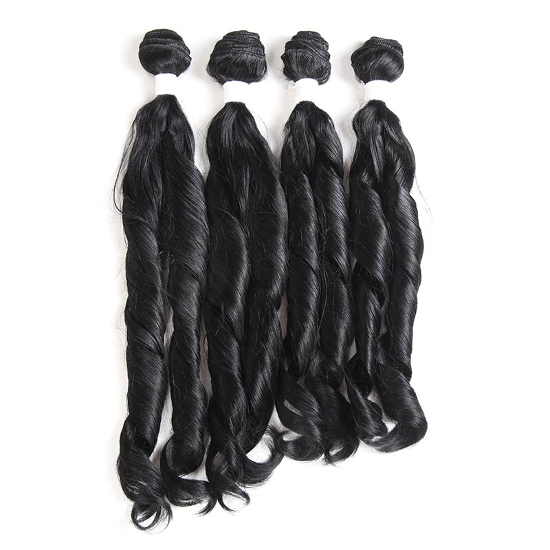 Ombre Schwarz Braun Farbe Synthetische Haarwebart Bündel X-tresse Funmi Lockiges Haar Schuss Erweiterungen 4 Bündel eins Pack Für Eine kopf: #1B