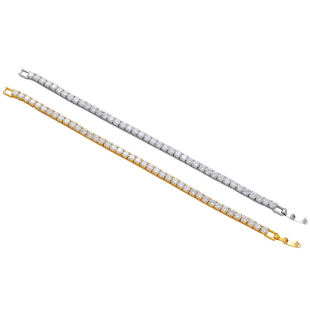 BB106-pulsera de tenis de latón para hombre, joyería de Hip hop, CZ, 3mm, 4mm, 5mm