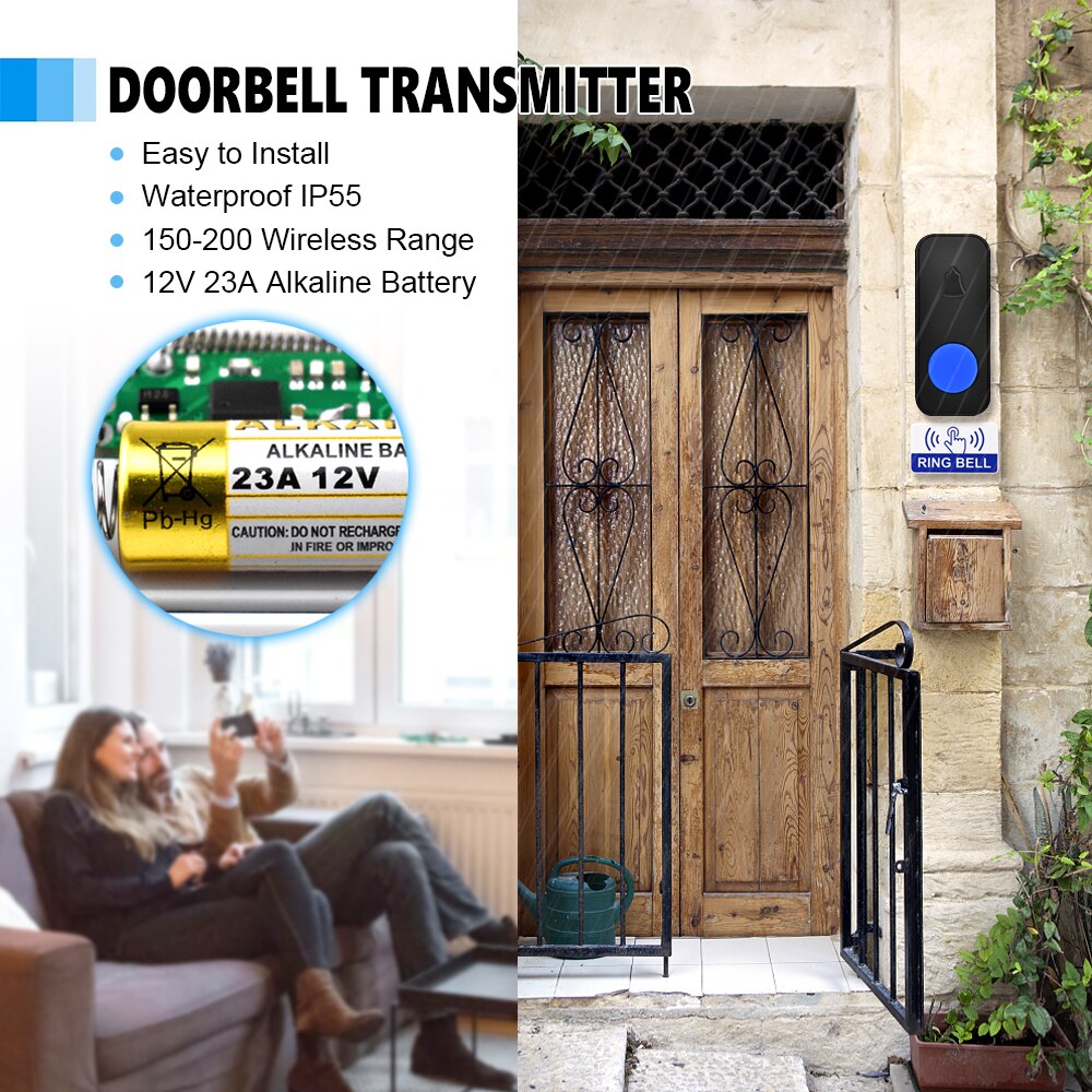 IP44 Waterproof Wireless Doorbell Welcome bell Home Chime Door bell Outdoor Remote Smart DoorBell Home Security Sonnette