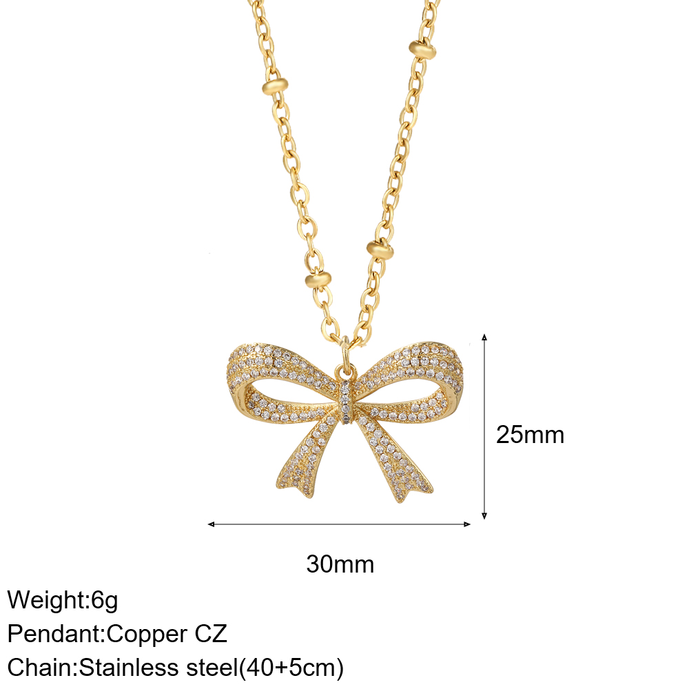 Collier à nœud pour femmes, pendentif en forme de cœur papillon mignon, couleur or, colliers à longue chaîne en acier inoxydable, Cadenas de cou Para Hombre en: Plaqué platine