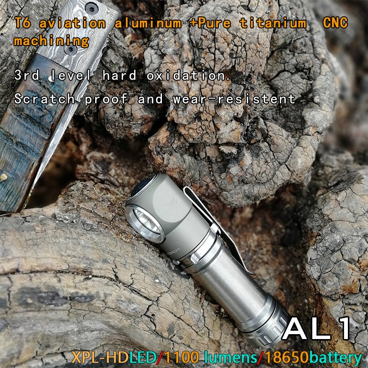 Amutorch AL1 XPL HD 1000LM L-shape Corner LED Flashlight Aluminum Alloy / Titanium alloy tail magnet Work Light 18650 battery