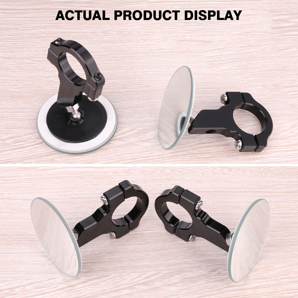 Universeller Rückspiegel, breite Sicht, konvex, Motorrad-Lenkerhalterung, hinterer Seitenspiegel, toter Winkel, randlos, 360-Grad-Drehung