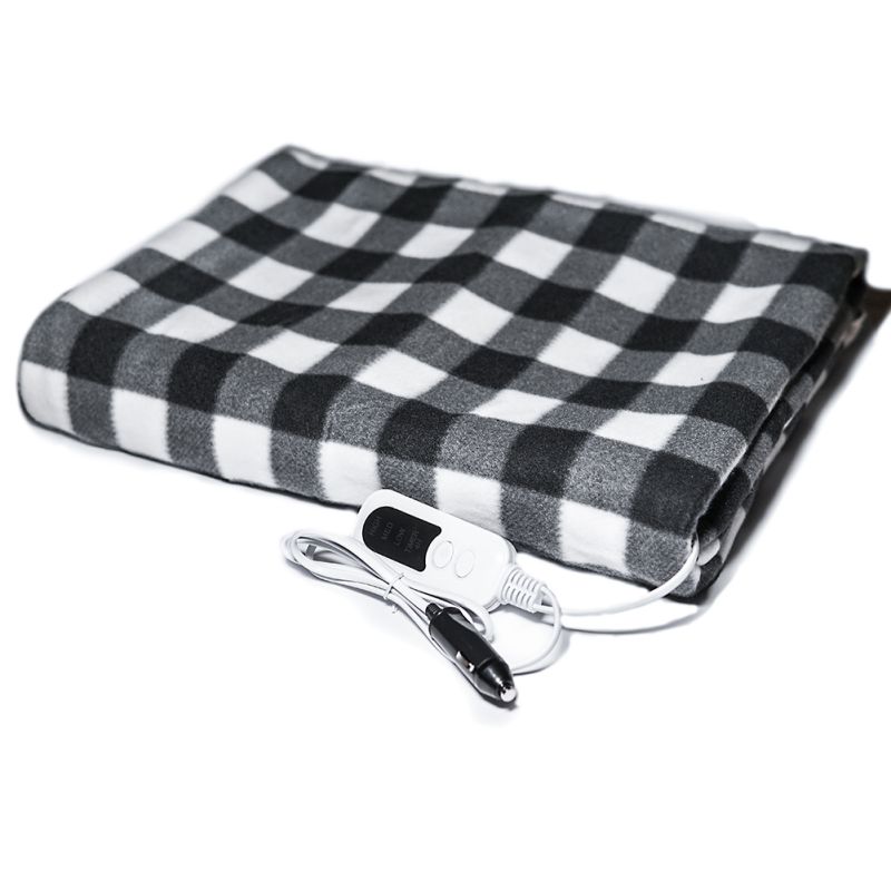 Electric Blankets Fleece Red Plaid 12V Heated Automotive Smart Multifunctional Travel Electric Car Blanket With High Low Temp