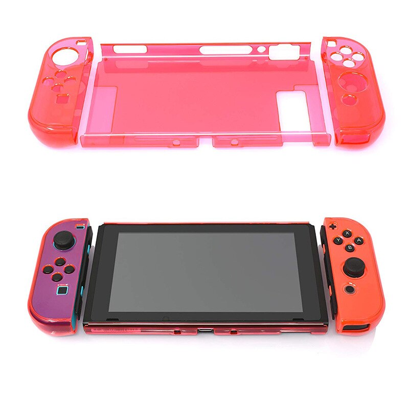 Detachable Crystal PC Transparent Case For Nintendo Nintend Switch NS NX Cases Hard Clear Back Cover Shell Coque Ultra Thin Bag: Transparent Red