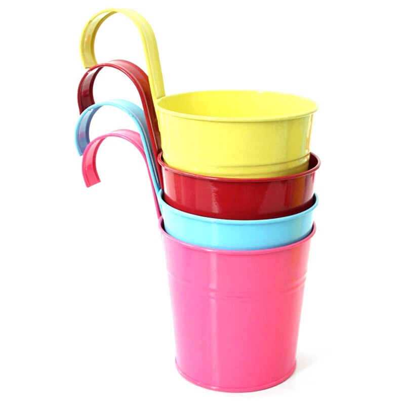 1 set  of 10,  kör färg plåt balkong blomkruka, färgad plåt hängande hink, hängande kruka blomkruka hängande kruka, plåt hink, re: Default Title