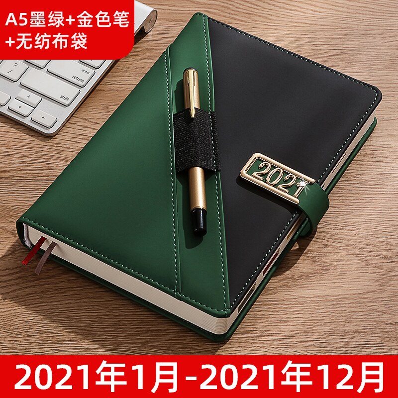 Agenda Schedule Organizer Diary Planner Notebook And Journals Daily Business Office Weekly Monthly A5 Notepad Stationery: A5 - dark green