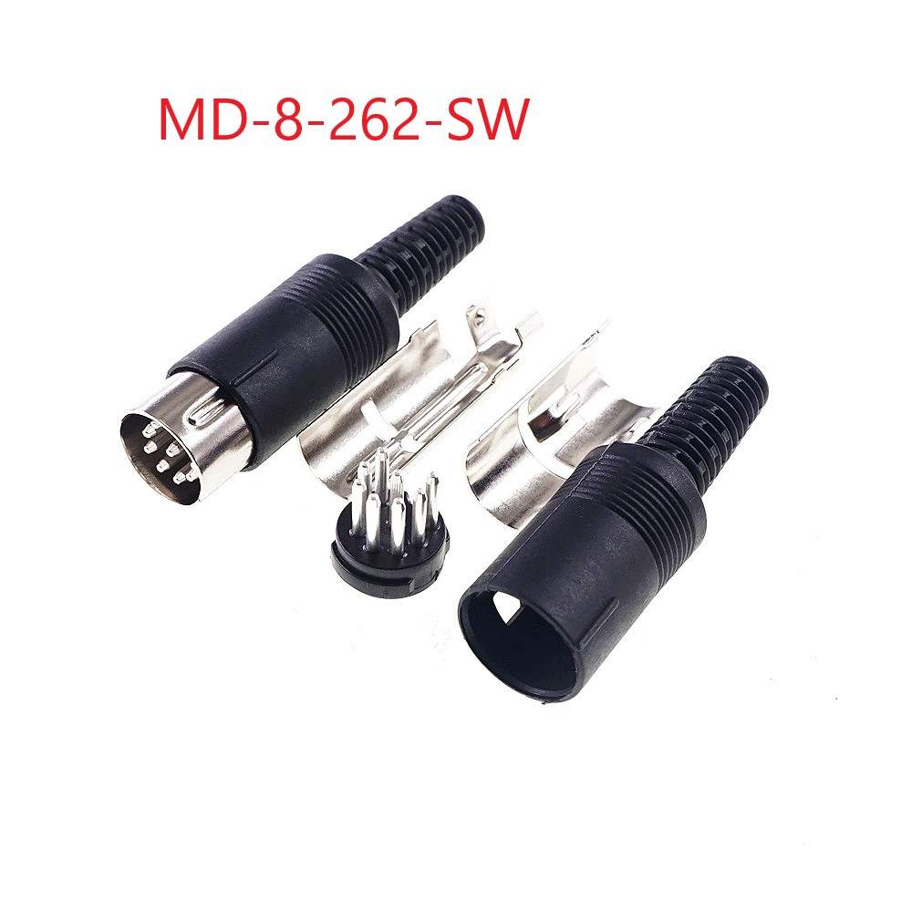 2 uds 262 270 grados 8 pines DIN macho cabezal de enchufe soldadura DIY Vertical Circular Push-Pull conector de alimentación contactos mecanizados