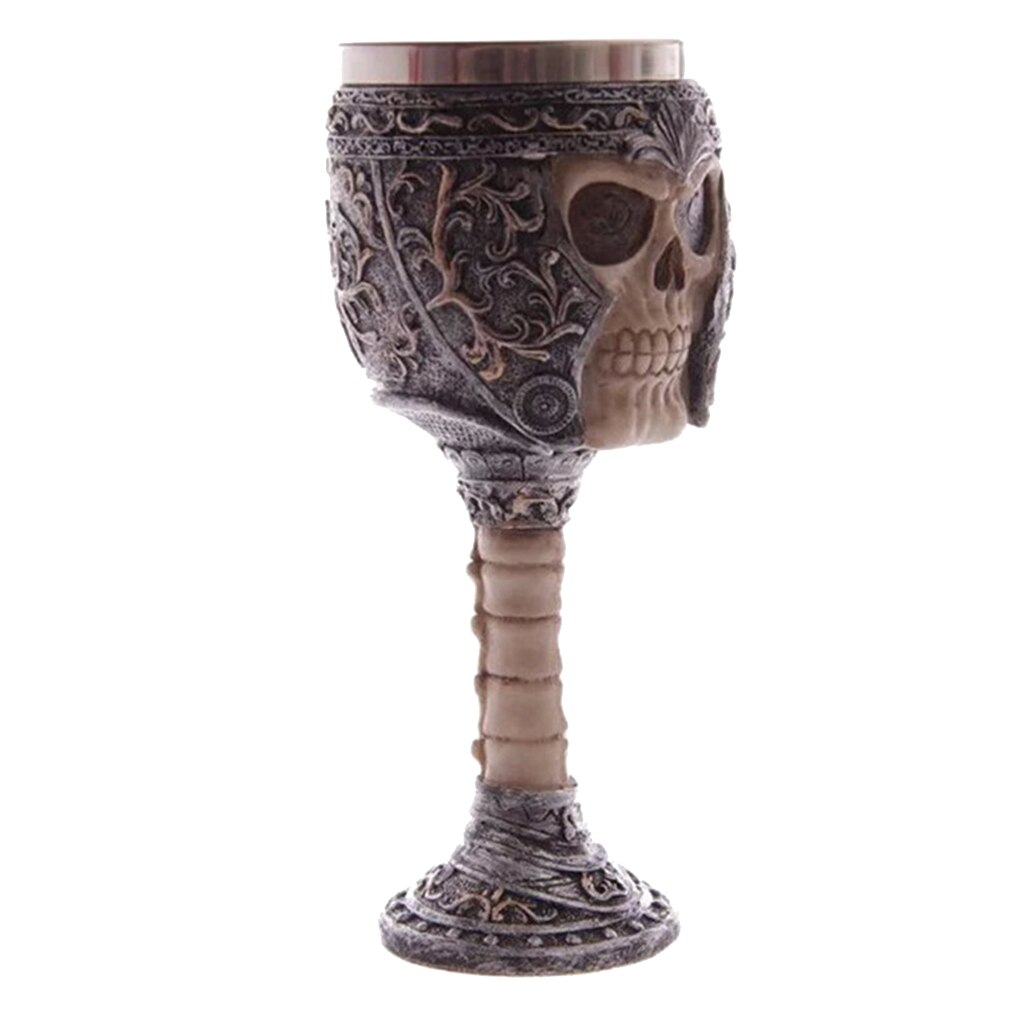 Stainless Steel Skull Gothic Wine Goblet Beer Mug Cup Drinking Cup 17.5cm