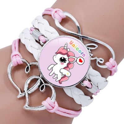 Pulsera trenzada de unicornio a la para niños, accesorios, joyería al por mayor: HJ-4