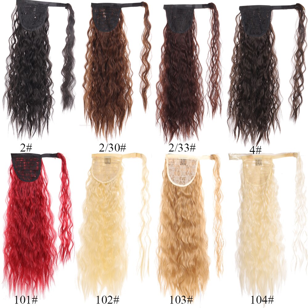 Weilai extensions syntetisk wrap on clip hestehaler majs bølget hestehale hårstykke ombre brun rød falsk hår lang hestehale paryk
