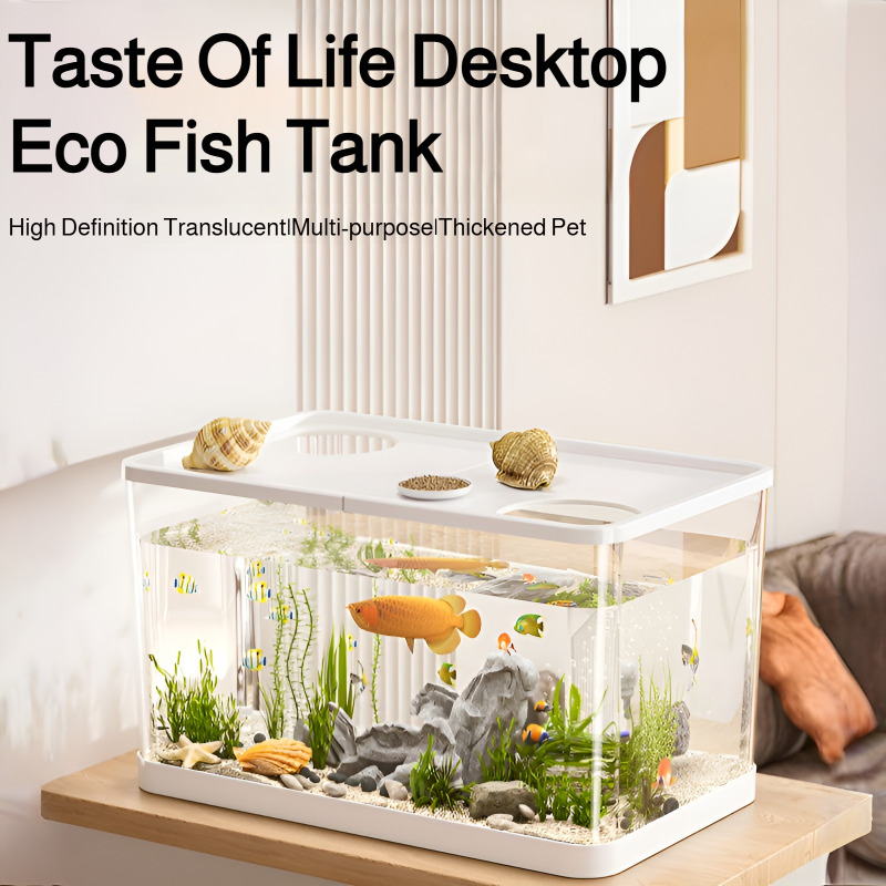 Tanque de peces para sala de estar, tanque ecológico de plástico para mascotas, acuario casero, pecera ornamental