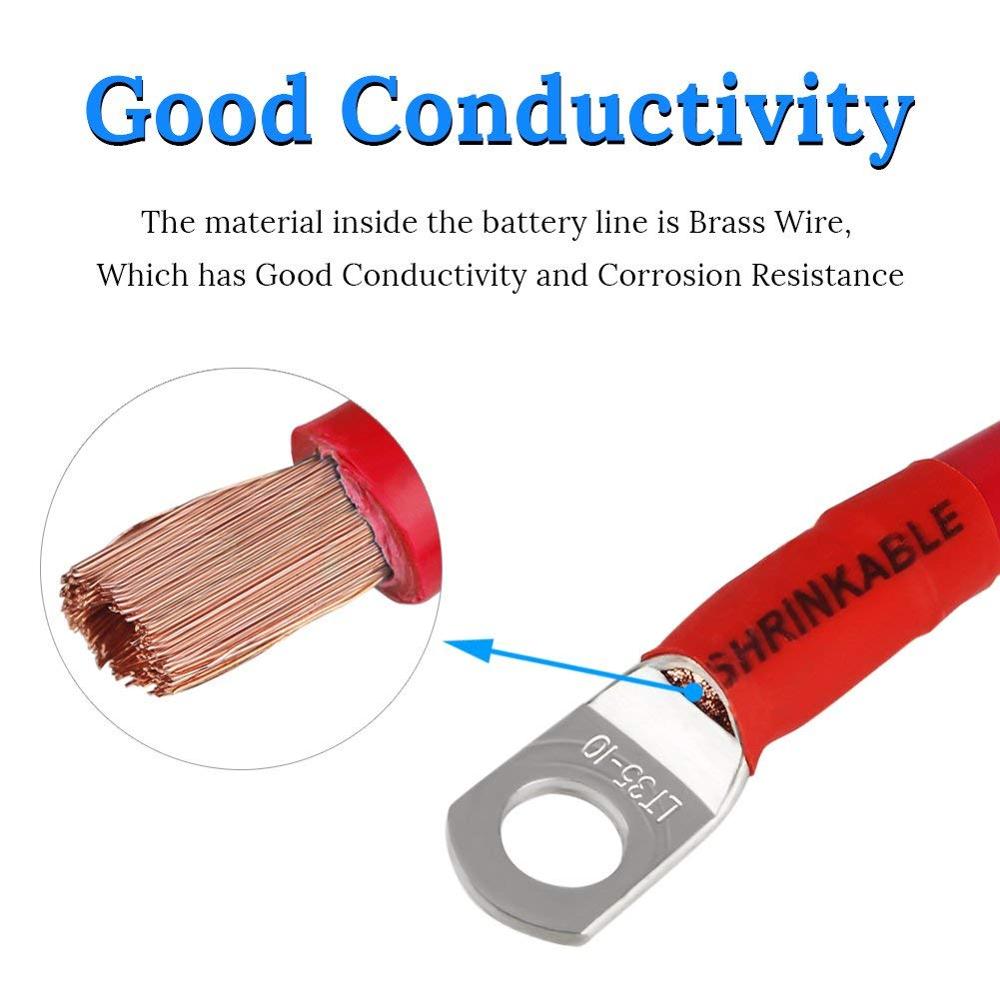 Positive Battery Cable Wire 2 AWG 2-Gauge 20 Inches with 2 melt adhesives Pure Copper Perfect Connection for Boat Yacht RV