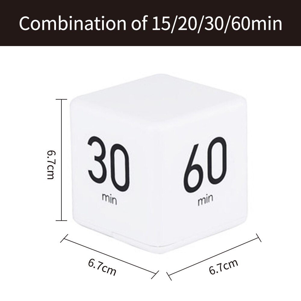 Hvid farve terning køkkenur cubic timer minutter til tidsstyring børn timer træning timer madlavning tilbehør cocina tools: 15-20-30-60