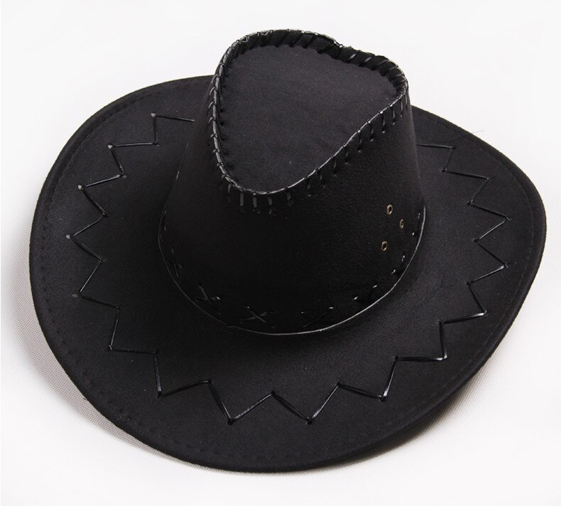 Wide Brim Faux Leather cowboy hats men women western Hollywood Style Party Costume travel cowboy hat AW7587: 8