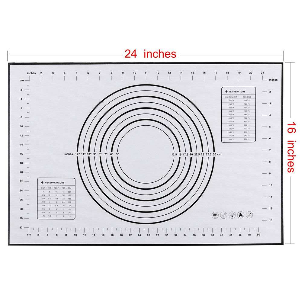 Silicone Baking Mat Nonstick Food Grade Silicone Knead Dough Rolling Mat Dual Scales Measurement Baking Pad Kitchen Accessories