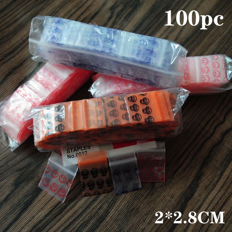 100 stk mini lynlås plastikposer ziplock pille emballage poser små zip lock poser 0.2mm tyk zip lock plastik poser mad