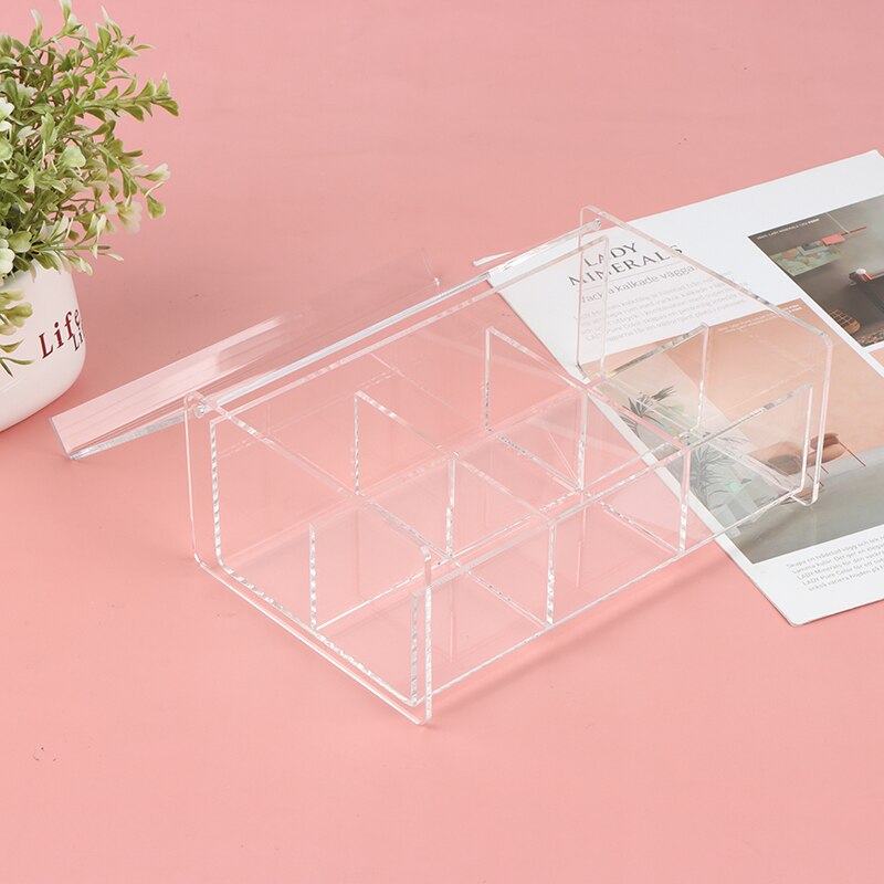 Clear Acrylic 6 Compartment Tea Bag Storage Box With Lid Teaware Organizer Bins