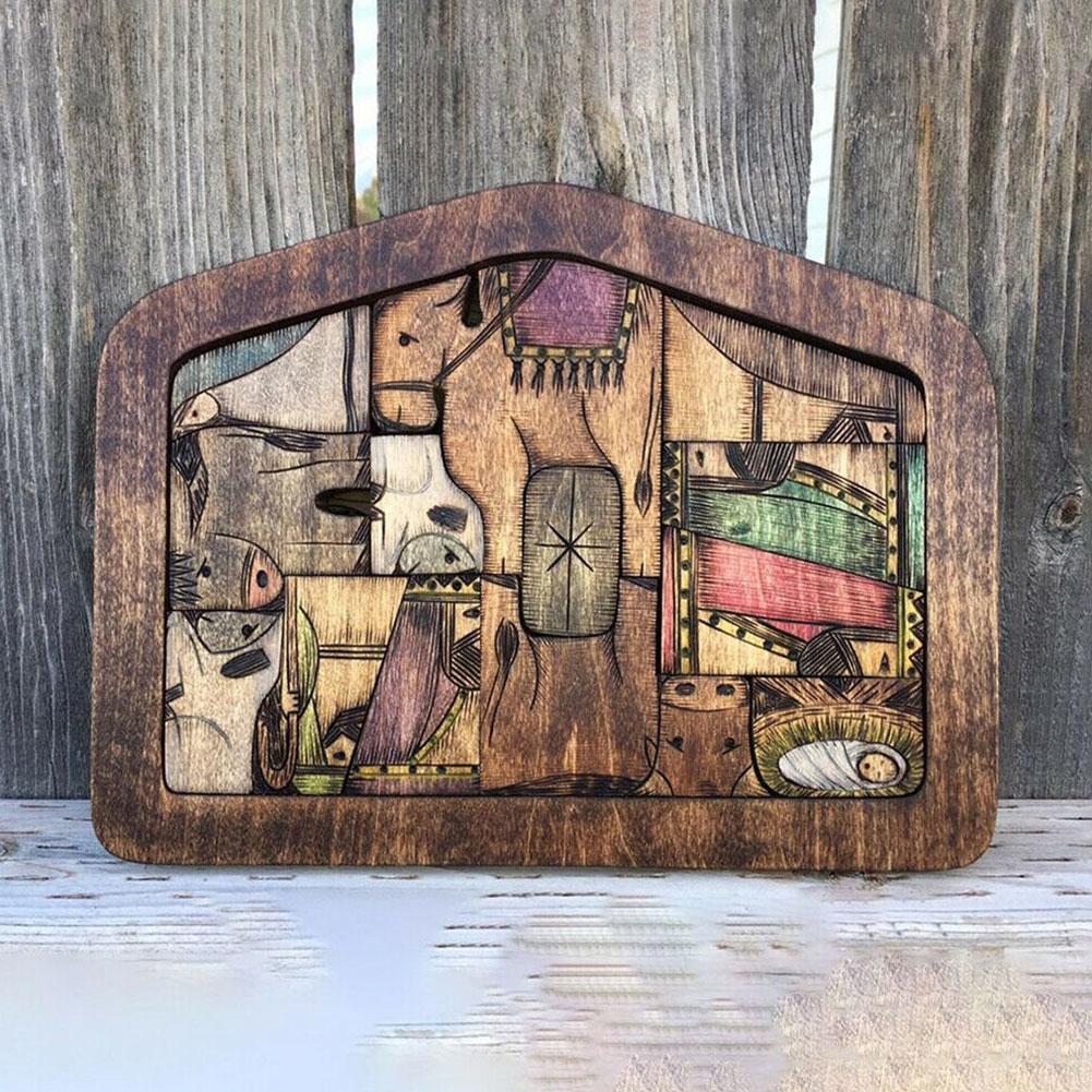Houten Jezus Puzzels Kerststal Puzzel Met Hout Verbrand Puzzel Spel Voor Volwassenen En Kinderen Woondecoratie Accessoires