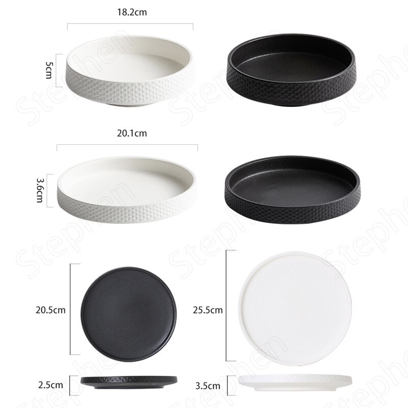 Matte Hammer Pattern Dinner Plates Japanese Modern French Western Ceramic Plate Restaurant Hotel Serving Tray Fruit Salad Bowl