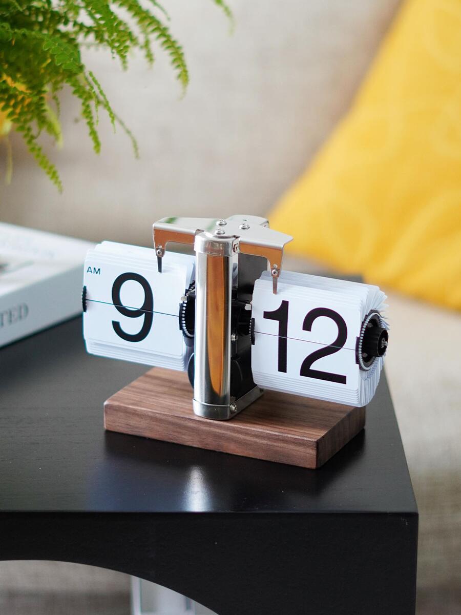 Reloj Digital con tapa Vintage, reloj de mesa con página abatible automática mecánica, reloj Digital con tapa para oficina, de decoración para el hogar