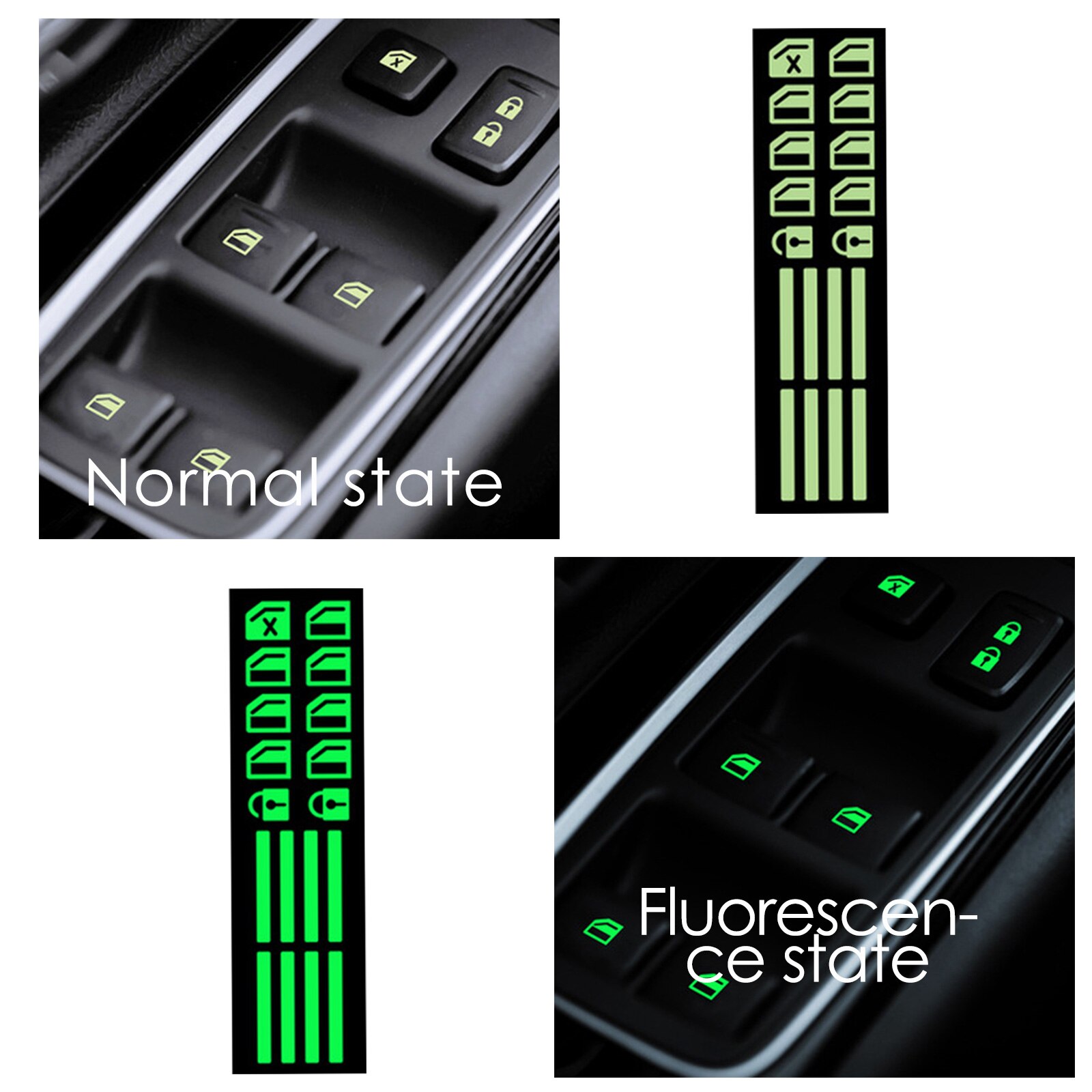 1 Pcs PVC Car Window Switch Luminous Sticker Window Sticker Lifter Modified Decals Universal Car Styling
