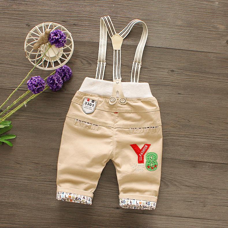 Spædbørn overalls korte bukser sommerbukser til drenge smækbukser børn drenge bukser til småbørn gentleman brev bukser 0-5 år: Khaki farve / 5t