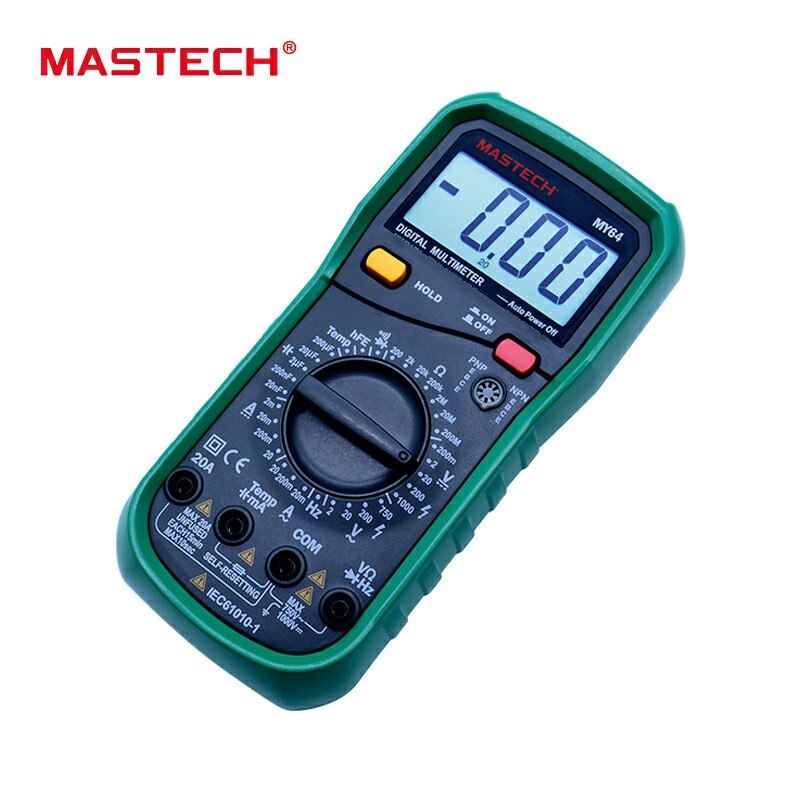 MASTECH-multímetro Digital MY64, medidor de temperatura de capacitancia de Frecuencia AC/DC DMM con amperímetro de prueba hFE, multímetro