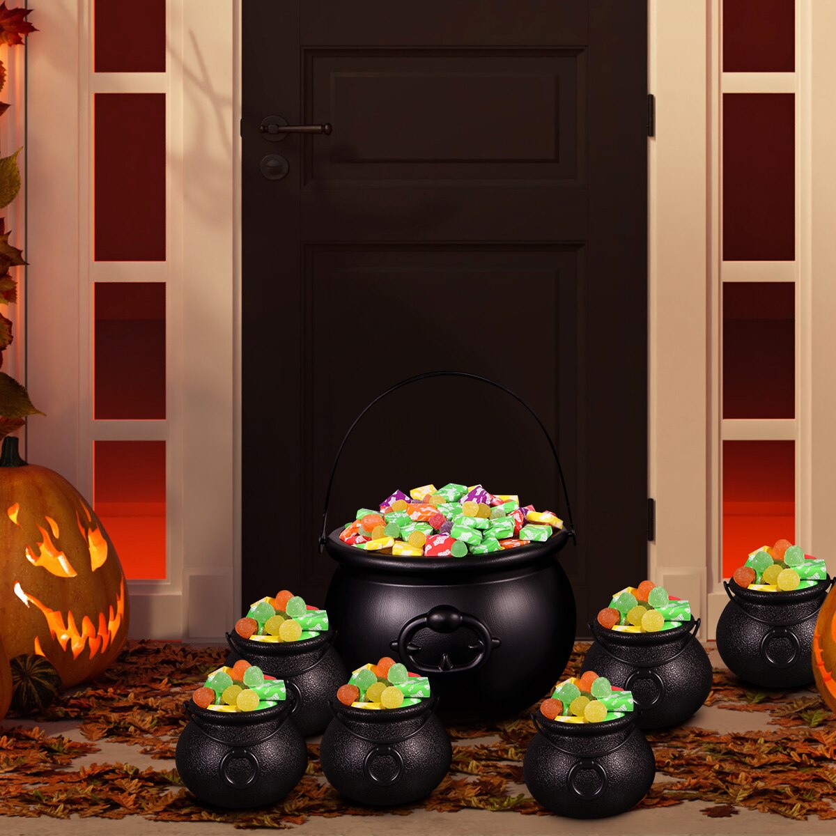 7 kpl musta pata 6 kpl silmämunat halloween karkki ämpäri vedenkeitin juhlat suosii halloween lelujuhlat koristustarvikkeet