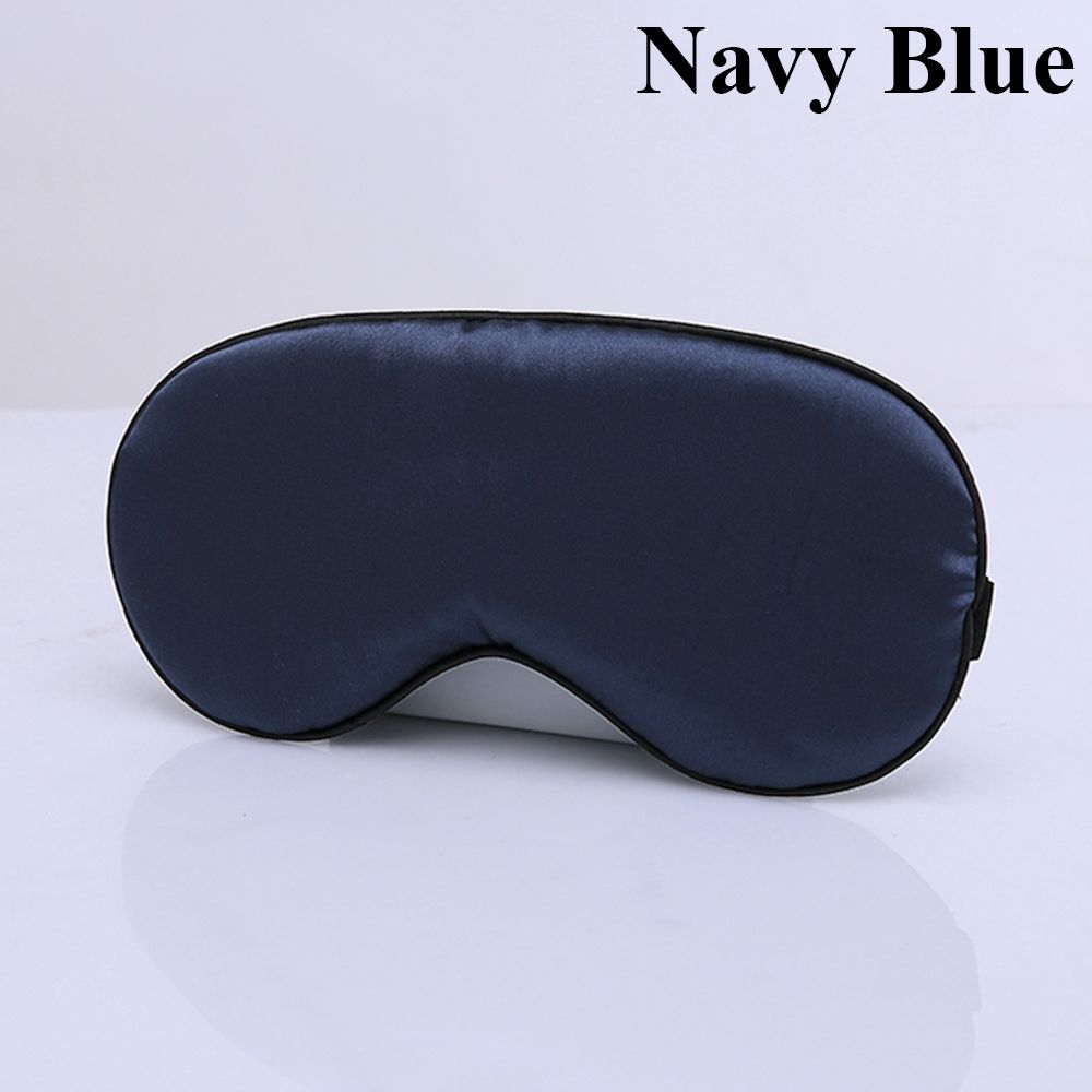 1pc blød imiteret silke søvn øjenmaske polstret skyggebetræk rejse slappe af sovehjælp polstret øjenlap øjenskygge med bind for øjnene: Marine blå