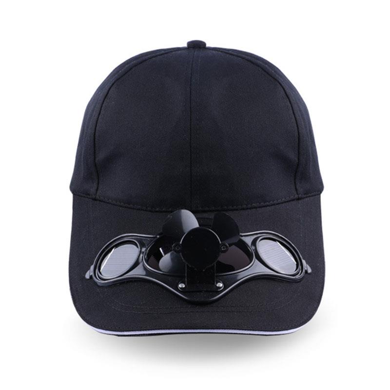 Gorra con ventilador Solar para verano, gorro de pesca con ventilador Solar, para deportes al aire libre, ciclismo, refrigeración, gorra de béisbol, deporte, viajes al aire libre: Black