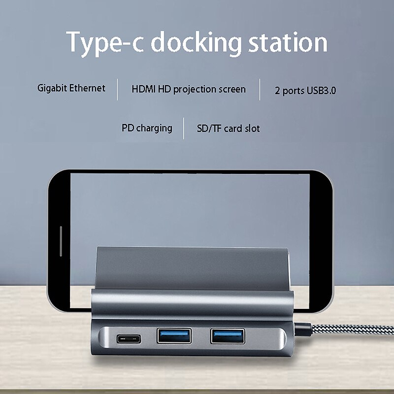 Type C Hub Docking Station USB-C Naar Hdmi Dock Power Adapter Verticale Base Met Beugel
