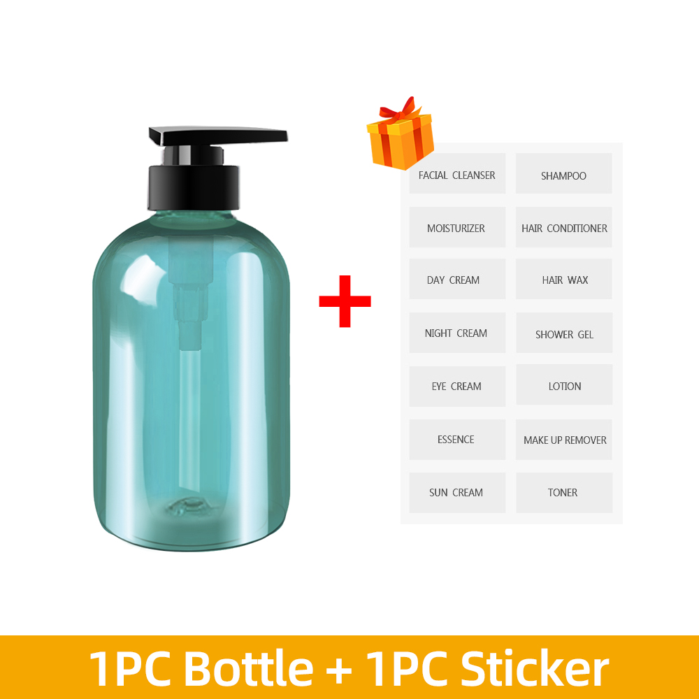 1/2/3PCS Liquid Soap Dispenser Bottle Press Type Lotion Empty Bottle 300ML/500ML Shampoo Body Wash Shower Bottle Bathroom: 1Pc Blue / 300ML