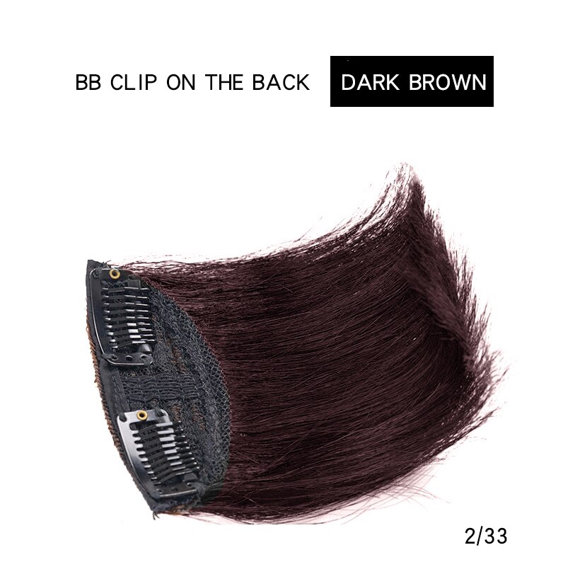 Pelo sintético liso de seda de proteína hecho a mano negro Natural Topper Cierre de pieza sintética tupé rizado: Dark brown