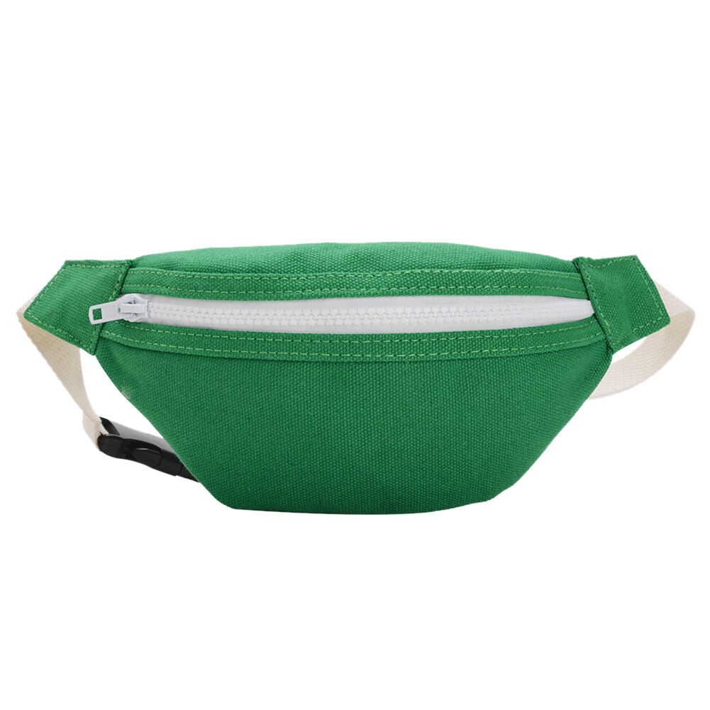 Crianças meninas casual fanny cintura saco pacote zip senhoras casual elegante lona peito bum cinto leve diário bolsa de ombro: green