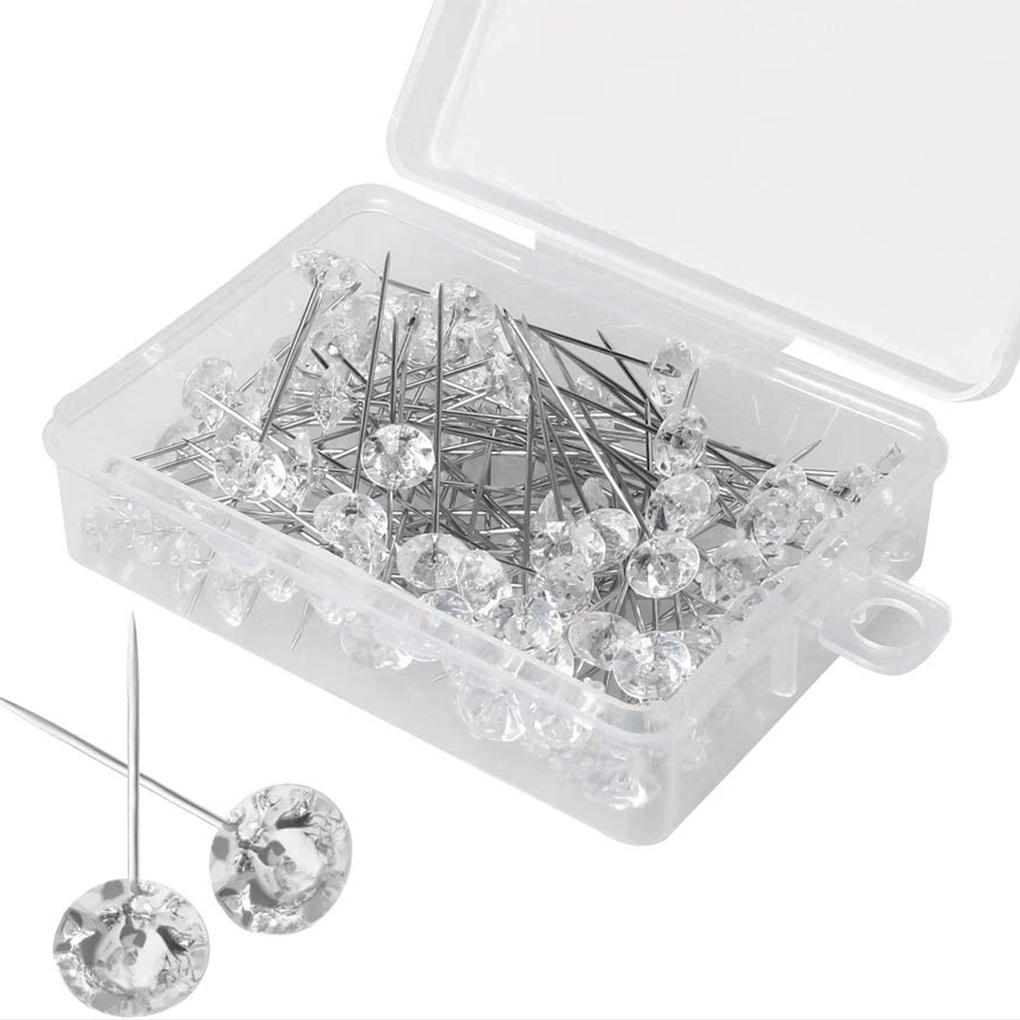 100pcs Flower Bouquet Pin Wedding Bridal Head Decor Fixing Needle Wedding Party Crystal Corsage Pin