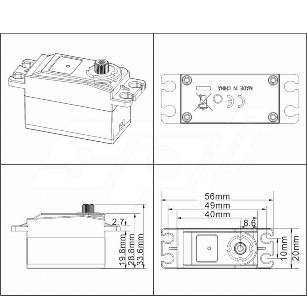 Spt 4412lv kort kropp rc bil / robotikk digital servo høyhastighets metall utstyr digital servo til rc bil