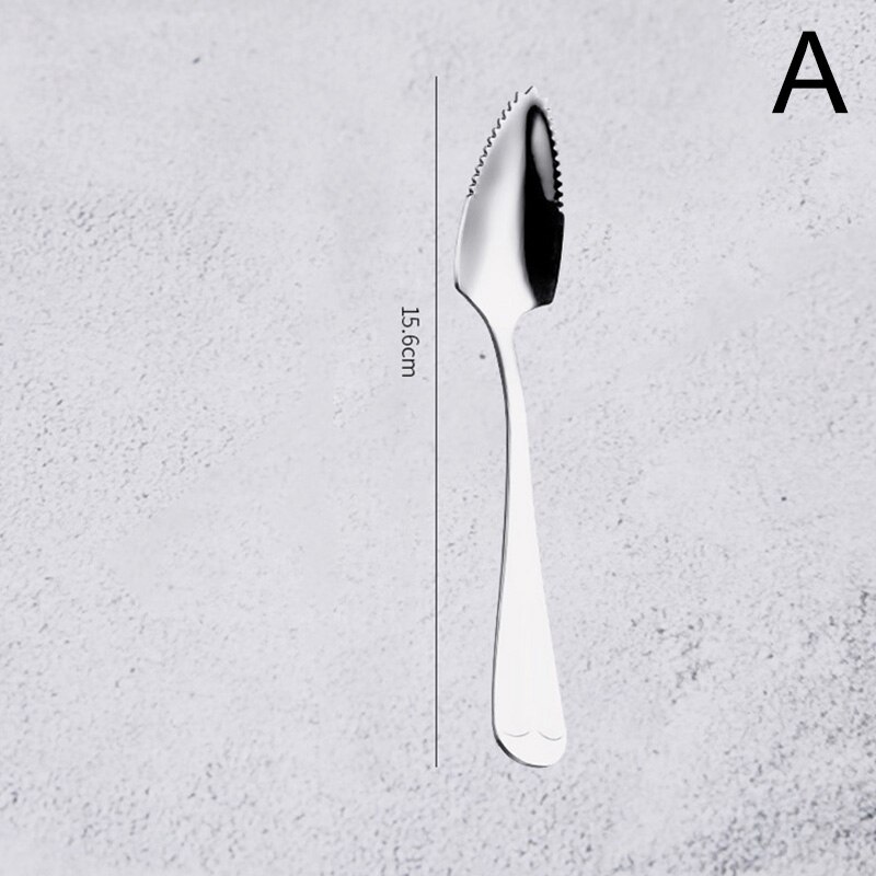 1Pcs Stainless Steel Fruit Dredger Serrated Spoons Dessert Coffee Ice Cream Spoon Stirring Teaspoons Kitchen Supplies: A