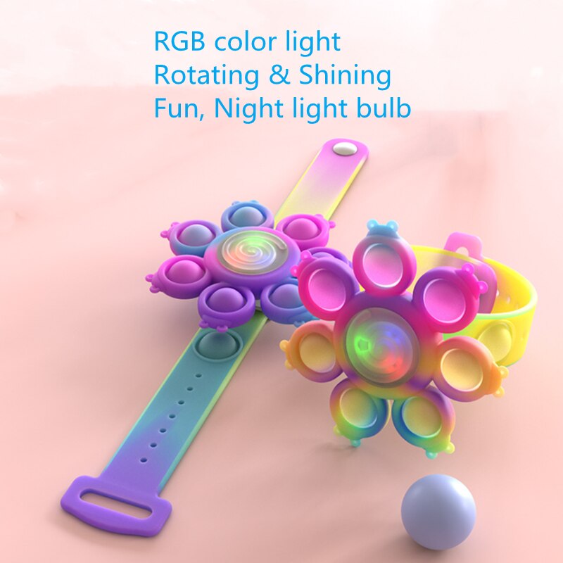 Blæksprutte spinning pop popping fidget legetøj sit anti-stress armbånd whirl light armbånd kawaii push bubble jule børn