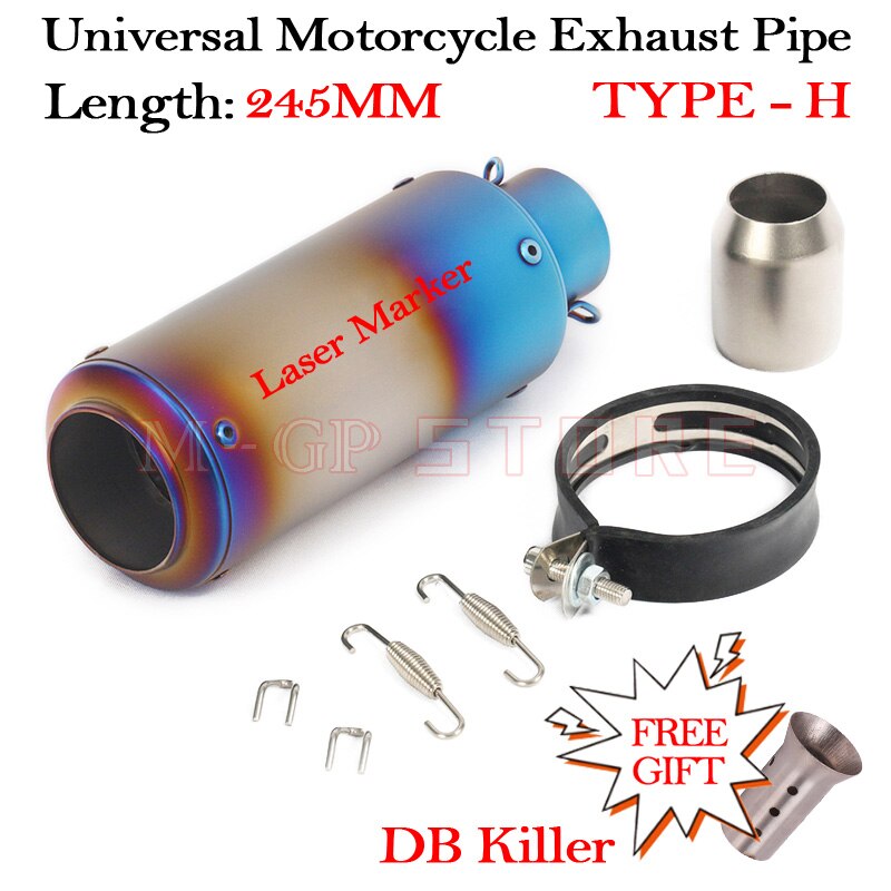 51MM Motorcycle Short Exhaust Slip On Universal Modified Moto Escape DB Killer Muffler For S1000RR Z900 CBR1000 R3 R25 MT07 MT09: TYPE-H