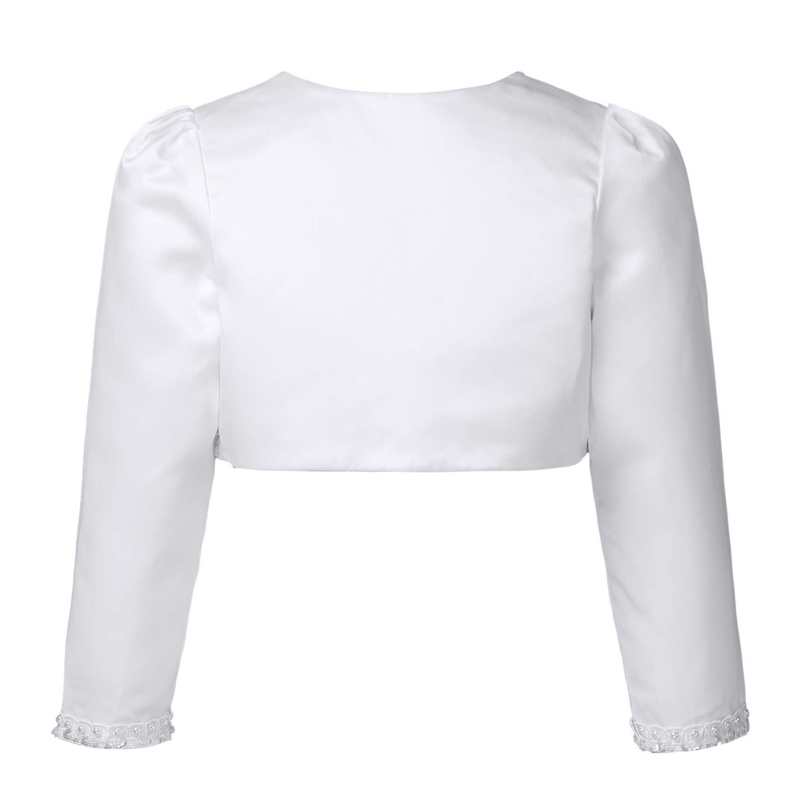 Giacca a maniche lunghe per bambini Bolero in rilievo bianco coprispalle da sposa mantelli da sposa scialle Cardigan capispalla cappotti abiti da ragazza di fiori