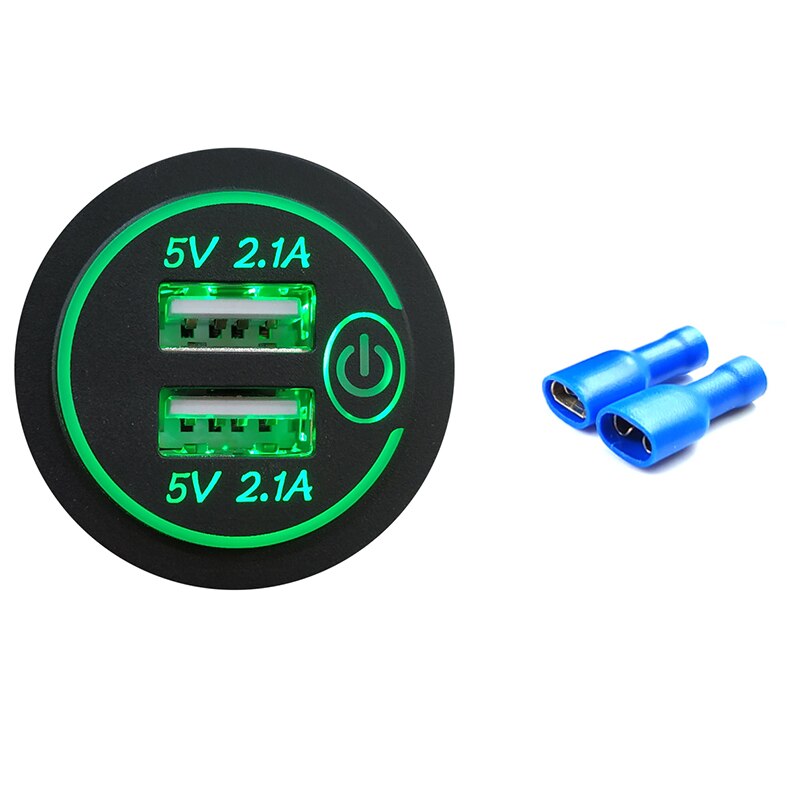 4.2a dual-usb-ladebuchsen,  qc3.0 kfz-zigarettenanzünder-steckdosenadapter, wasserdichte anschlüsse, schnellladefunktion für handy, auto, boot und marine: Grün
